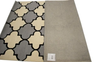 Cream & Gray Floral Trellis Design 5X8 Hand-Tufted Modern Rug