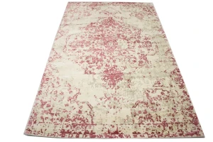 Distressed Cream Floral 5X8 Hand-Loomed Modern Rug