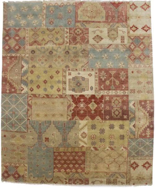 Multicolored Geometric 8X10 Patchwork Oriental Rug