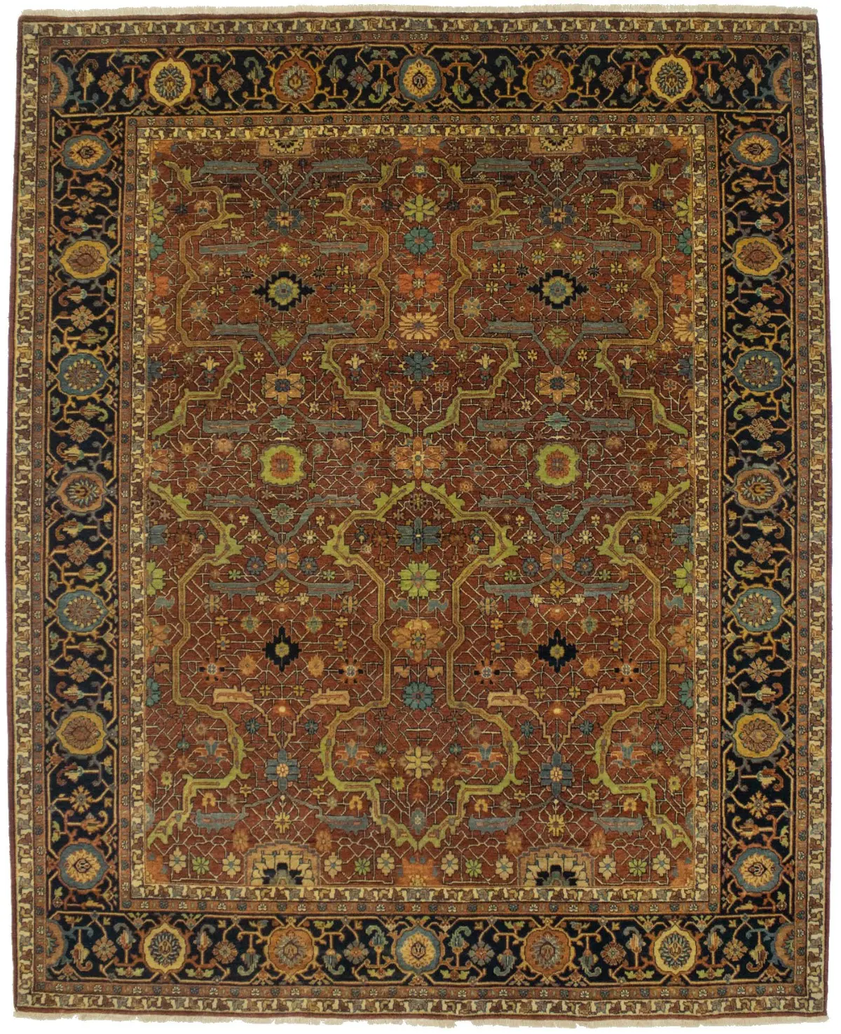 Rusty Red Floral Modern 8X10 Indo-Mahal Oriental Rug