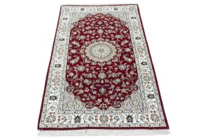 Red Floral 3X5 Indo-Nain Oriental Rug