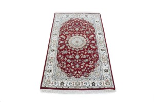 Red Floral 3X5 Indo-Nain Oriental Rug