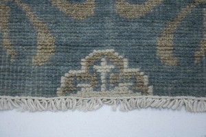 Muted Teal Blue Geometric 6X9 Modern Oriental Rug