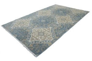 Muted Teal Blue Geometric 6X9 Modern Oriental Rug