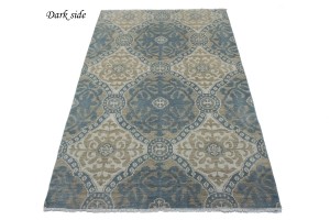 Muted Teal Blue Geometric 6X9 Modern Oriental Rug