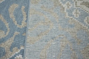 Muted Teal Blue Geometric 6X9 Modern Oriental Rug