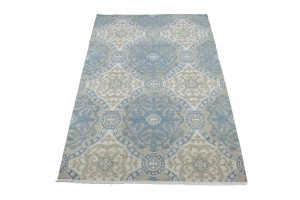 Muted Teal Blue Geometric 6X9 Modern Oriental Rug