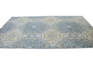 Muted Teal Blue Geometric 6X9 Modern Oriental Rug