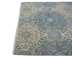 Muted Teal Blue Geometric 6X9 Modern Oriental Rug