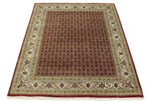 Red Floral Geometric 7X8 Tabriz Fish Mahi Oriental Rug