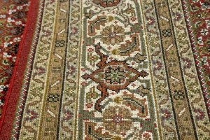 Red Floral Geometric 7X8 Tabriz Fish Mahi Oriental Rug