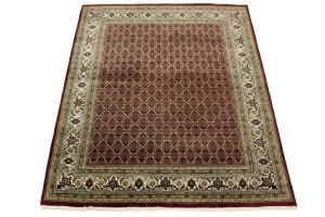 Red Floral Geometric 7X8 Tabriz Fish Mahi Oriental Rug