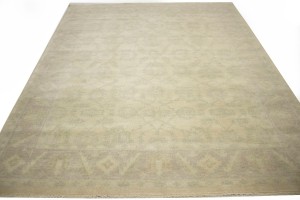 Beige Floral 8X10 Oushak Chobi Oriental Rug