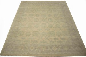 Beige Floral 8X10 Oushak Chobi Oriental Rug