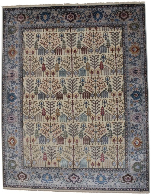 Cream/Ivory Floral 8X10 Oriental Modern Rug