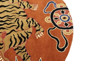 Orange Pictorial Tribal 6X6 Fine Nepali Oriental Round Rug