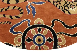 Orange Pictorial Tribal 6X6 Fine Nepali Oriental Round Rug