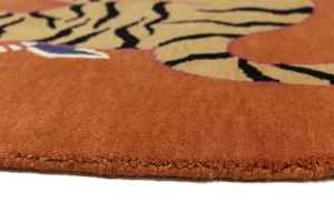 Orange Pictorial Tribal 6X6 Fine Nepali Oriental Round Rug