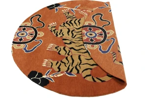 Orange Pictorial Tribal 6X6 Fine Nepali Oriental Round Rug