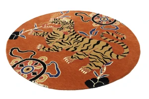 Orange Pictorial Tribal 6X6 Fine Nepali Oriental Round Rug