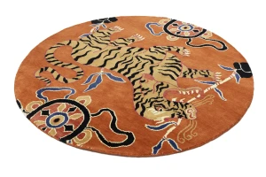 Orange Pictorial Tribal 6X6 Fine Nepali Oriental Round Rug