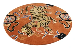 Orange Pictorial Tribal 6X6 Fine Nepali Oriental Round Rug