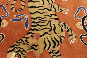 Orange Pictorial Tribal 6X6 Fine Nepali Oriental Round Rug