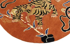 Orange Pictorial Tribal 6X6 Fine Nepali Oriental Round Rug