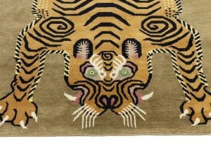 Khaki Tribal Pictorial 5X7 Fine Nepali Oriental Rug