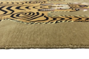 Khaki Tribal Pictorial 5X7 Fine Nepali Oriental Rug