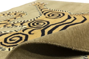 Khaki Tribal Pictorial 5X7 Fine Nepali Oriental Rug