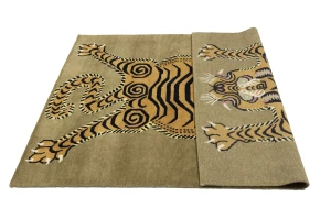 Khaki Tribal Pictorial 5X7 Fine Nepali Oriental Rug