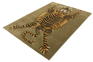 Khaki Tribal Pictorial 5X7 Fine Nepali Oriental Rug