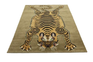 Khaki Tribal Pictorial 5X7 Fine Nepali Oriental Rug