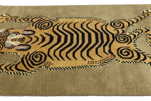 Khaki Tribal Pictorial 5X7 Fine Nepali Oriental Rug