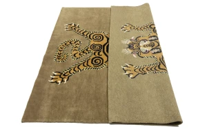 Tiger Khaki Tribal Pictorial 6X6 Fine Nepali Oriental Square Rug