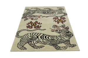 Tiger Beige Tribal 4X6 Fine Nepali Oriental Rug