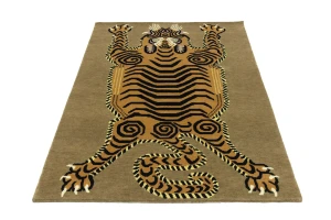 Khaki Tribal Pictorial 4X6 Fine Nepali Oriental Rug