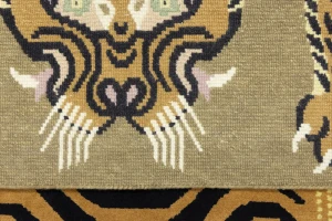 Khaki Tribal Pictorial 4X6 Fine Nepali Oriental Rug