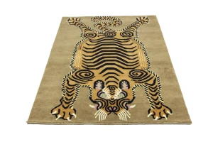 Khaki Tribal Pictorial 4X6 Fine Nepali Oriental Rug