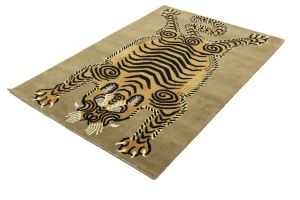 Khaki Tribal Pictorial 4X6 Fine Nepali Oriental Rug