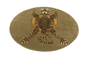 Khaki Tribal Pictorial 6X6 Fine Nepali Oriental Round Rug