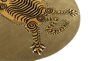 Khaki Tribal Pictorial 6X6 Fine Nepali Oriental Round Rug