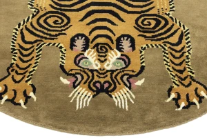Khaki Tribal Pictorial 6X6 Fine Nepali Oriental Round Rug