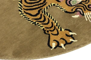 Khaki Tribal Pictorial 6X6 Fine Nepali Oriental Round Rug
