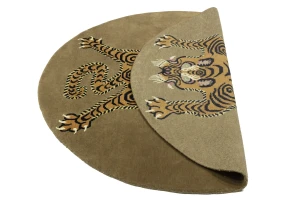 Khaki Tribal Pictorial 6X6 Fine Nepali Oriental Round Rug