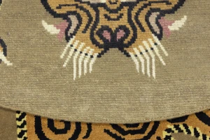 Khaki Tribal Pictorial 6X6 Fine Nepali Oriental Round Rug