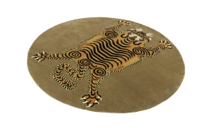Khaki Tribal Pictorial 6X6 Fine Nepali Oriental Round Rug