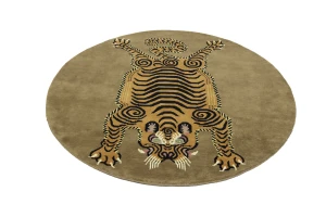 Khaki Tribal Pictorial 6X6 Fine Nepali Oriental Round Rug