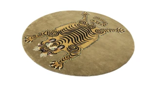 Khaki Tribal Pictorial 6X6 Fine Nepali Oriental Round Rug